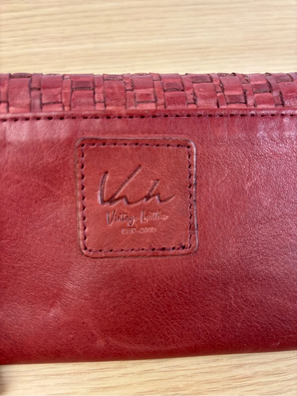 Vilenca‎ Holland Rich Red Basket Woven Leather Wallet “Vintage Leather” Collect.